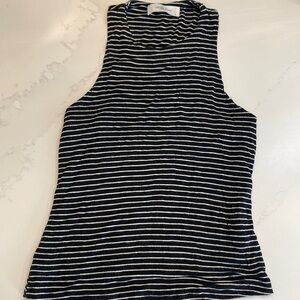 CJLA Carly Jean Eden black white striped double layer tank small